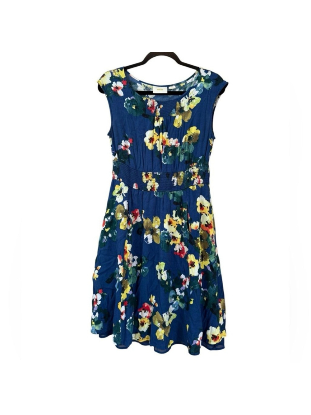 Maeve Anthropologie Evaline Blue Floral Dress Size Small